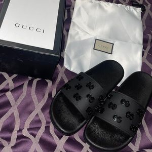 Mens GG black rubber slides . Very nice size 46 (US 12)